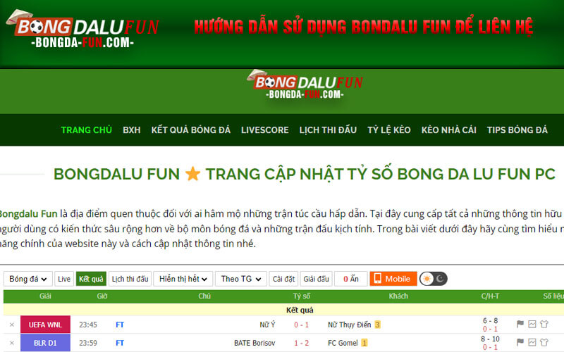 Hướng dẫn sử dụng Bondalu Fun để liên hệ