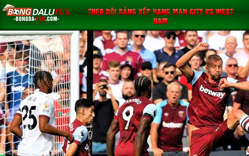 Theo dõi bảng xếp hạng Man City vs West Ham