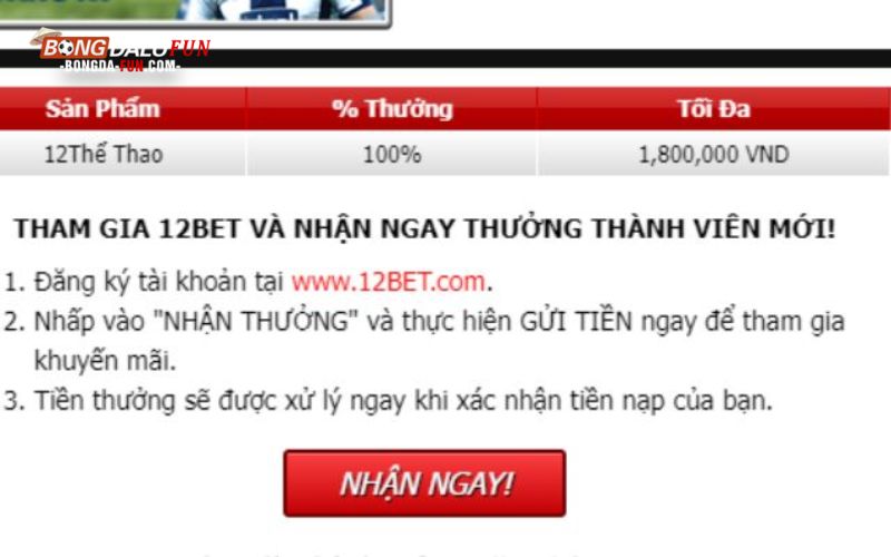 Đôi nét về khuyến mãi nạp đầu 12bet